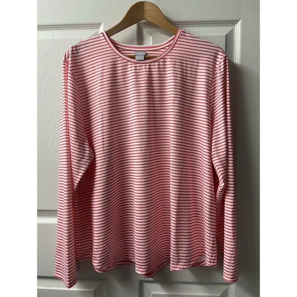 Chicos 4 T-shirt Womens XL Candy Striped Red White Long Sleeved Top Christmas - Picture 8 of 8